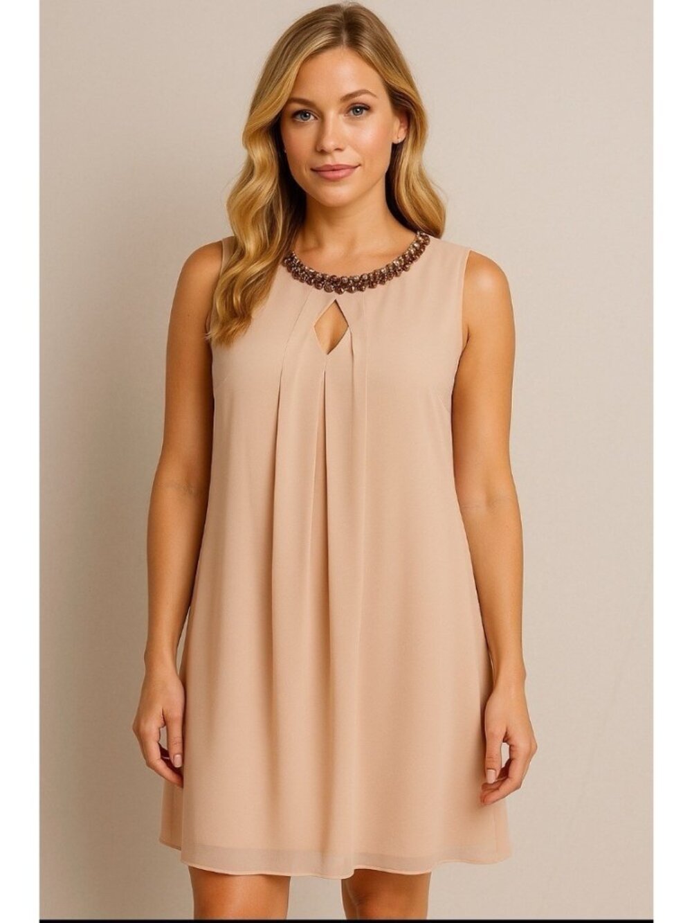 CB Established 1962 Womens Dress A-line shift Sz 14 embellished Jeweled Neckline